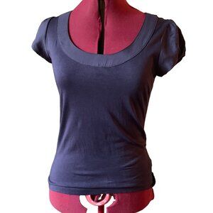 MEXX - dark purple Short satin puffed sleeves scoop satin neckline - small